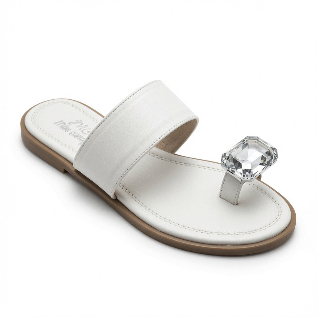 Crystal Toe Ring Flat Sandals S-43