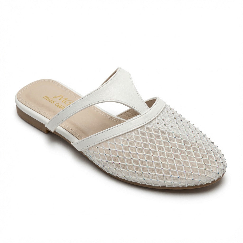 Crystal Mesh Mule Flats C-25