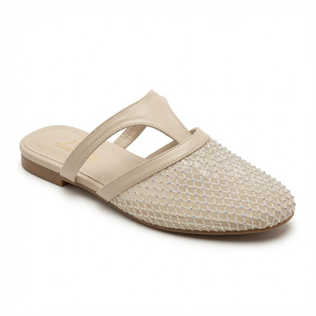 Crystal Mesh Mule Flats C-25