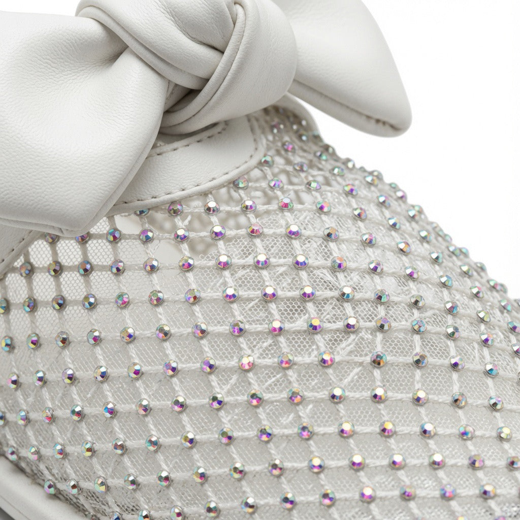 Crystal Mesh Bow Mule Flats c-15