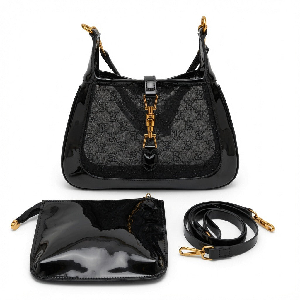 Patent Mesh Shoulder Bag Set