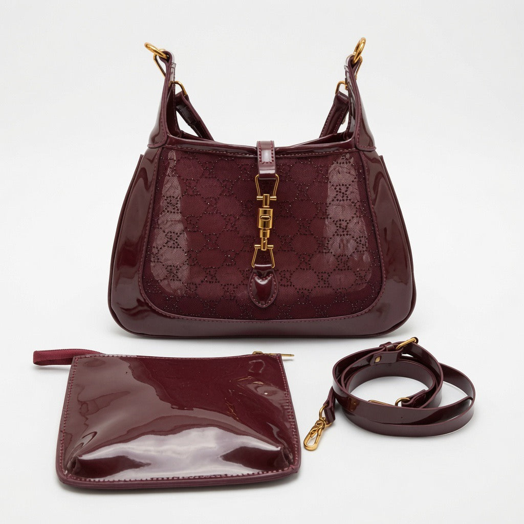Patent Mesh Shoulder Bag Set