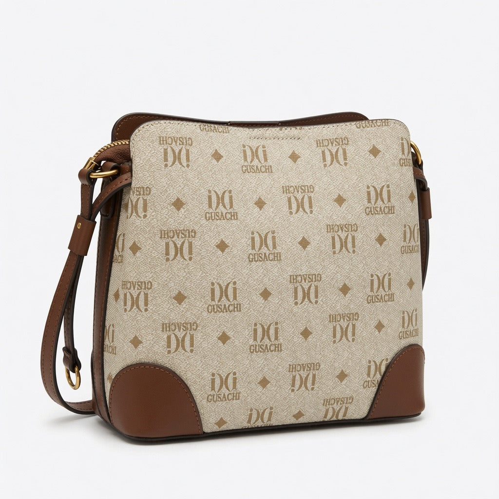 Elephant Heritage Crossbody Bag – Beige & Camel BA-573