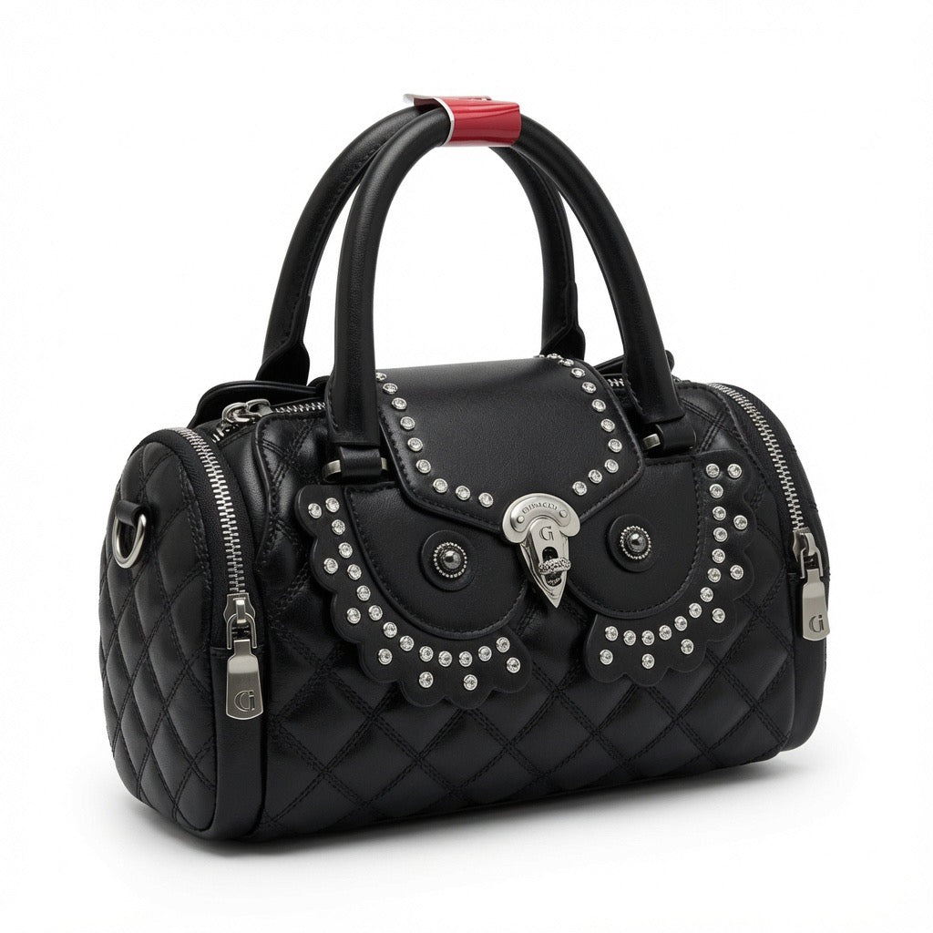 Crystal Owl Quilted Boston Bag BA-540