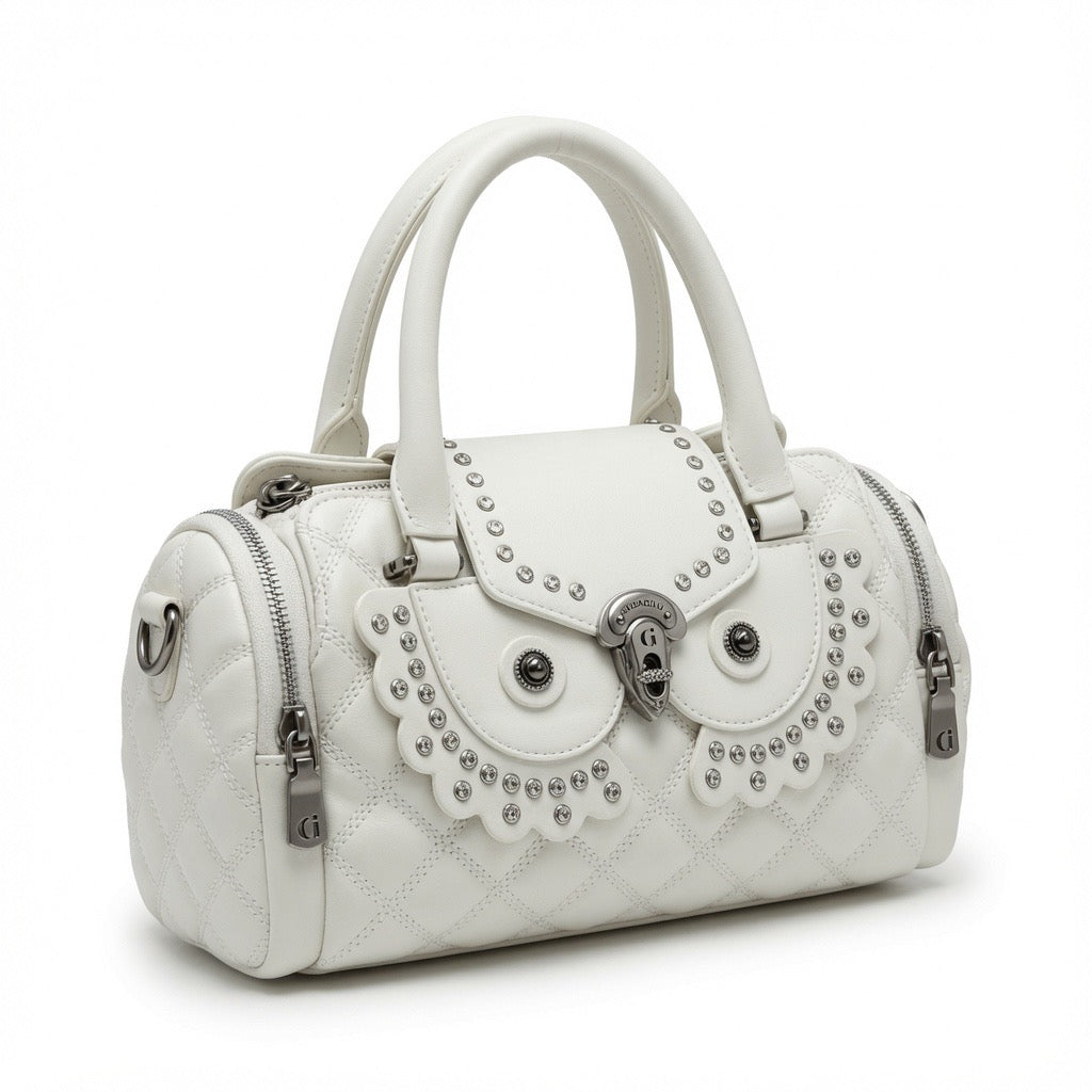 Crystal Owl Quilted Boston Bag BA-540