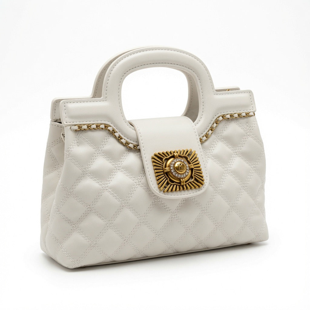 Royal Quilted Ring Handle Handbag BA-586