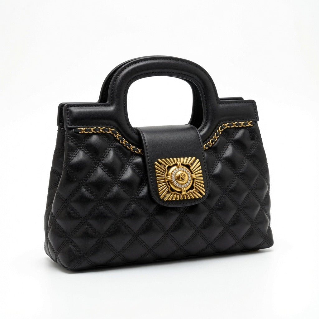 Royal Quilted Ring Handle Handbag BA-586