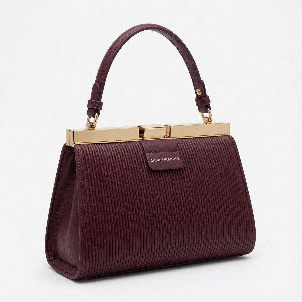 Pleated Elegance Frame Handbag BA-556