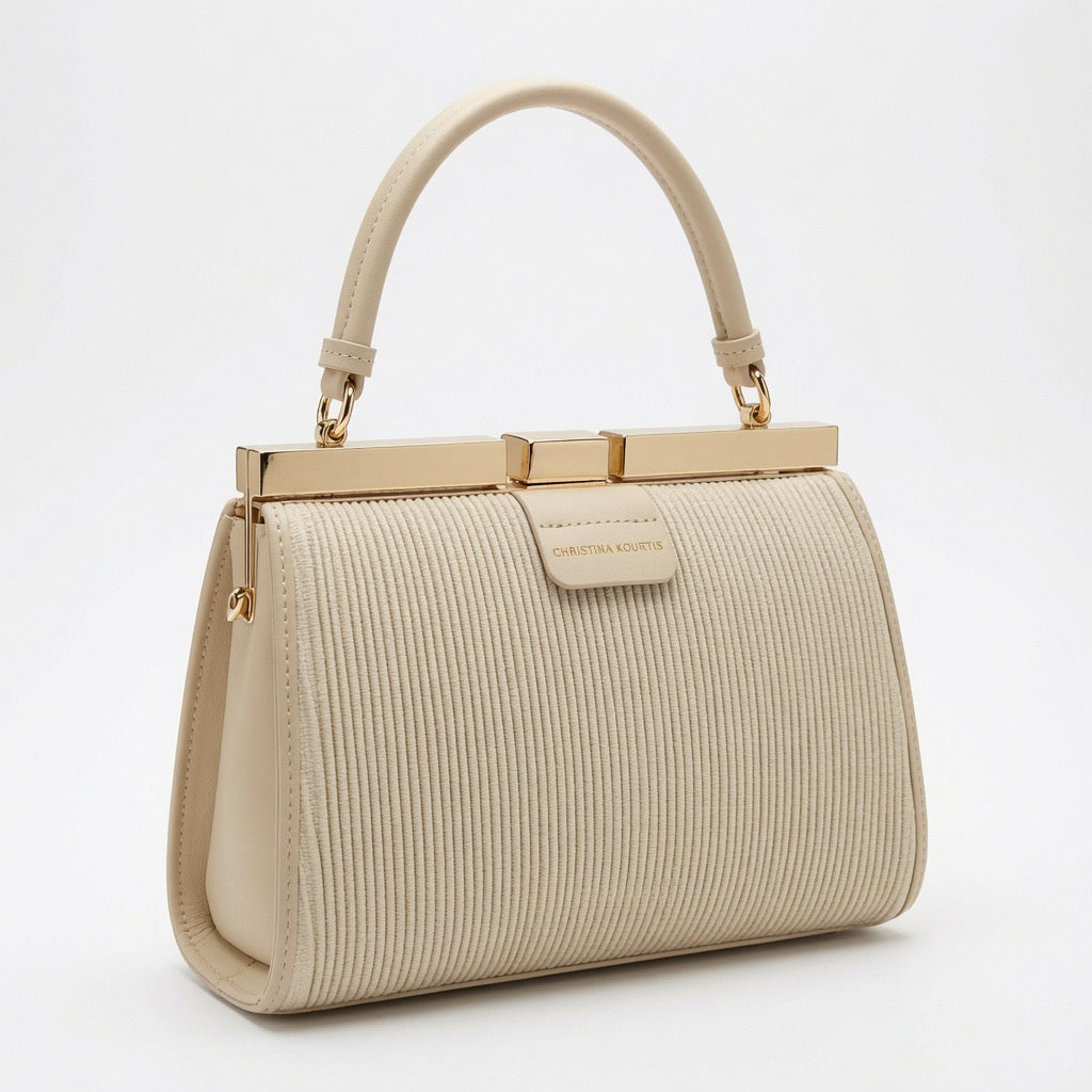 Pleated Elegance Frame Handbag BA-556