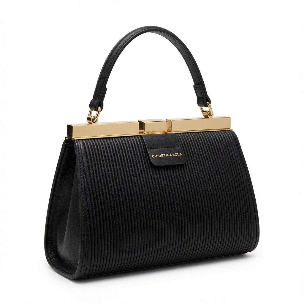 Pleated Elegance Frame Handbag BA-556