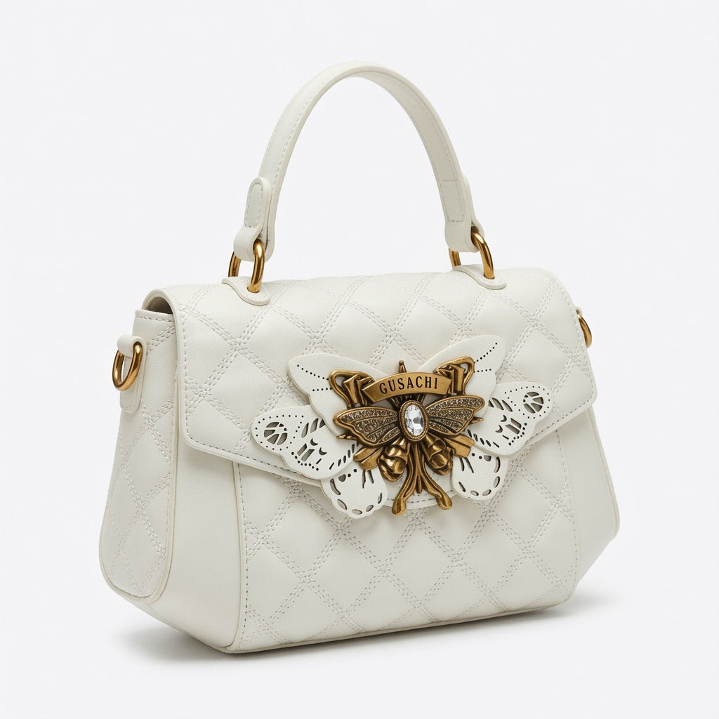 Butterfly Emblem Quilted Satchel BA-566