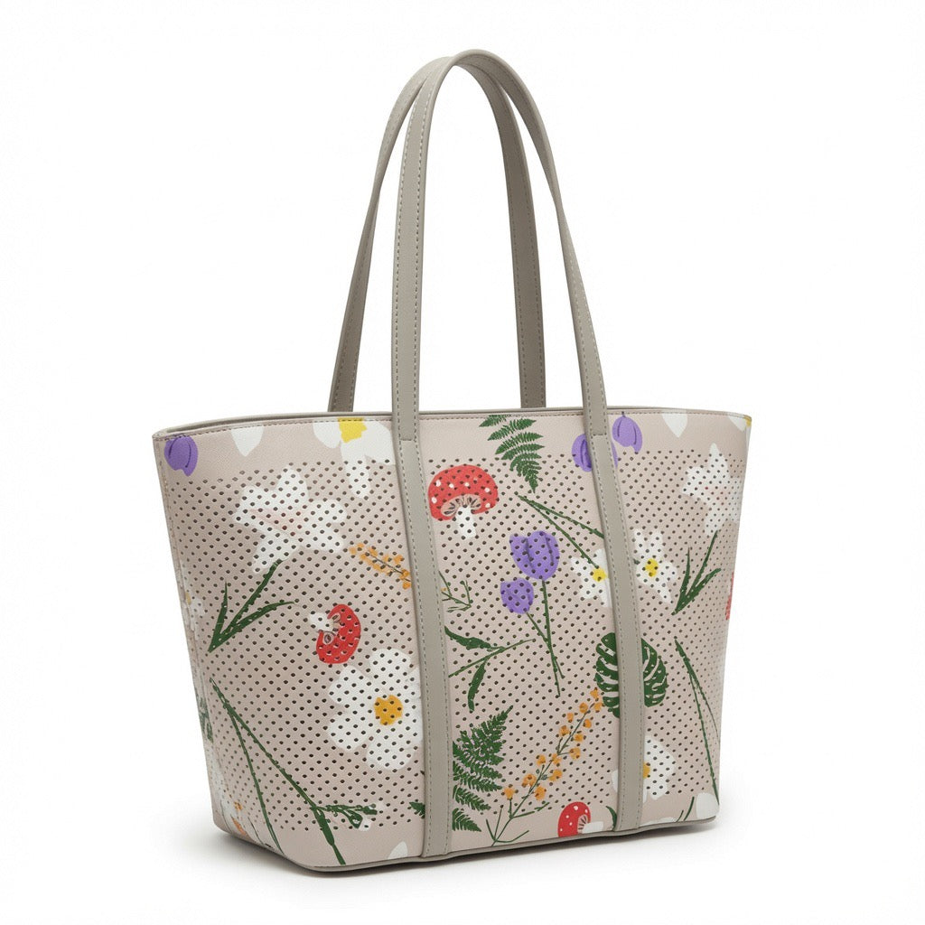 Floral Perforated Tote Bag – Blush Pink BA-493