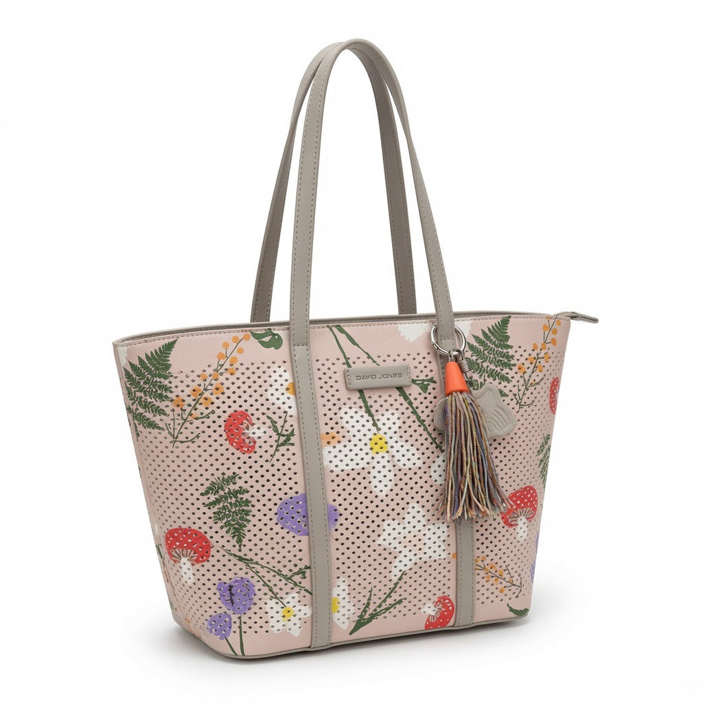 Floral Perforated Tote Bag – Blush Pink BA-493