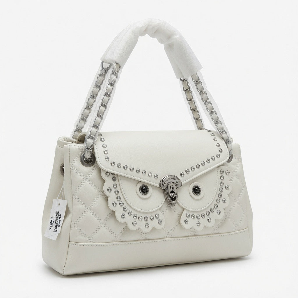 Crystal Owl Quilted Shoulder Bag BA-555