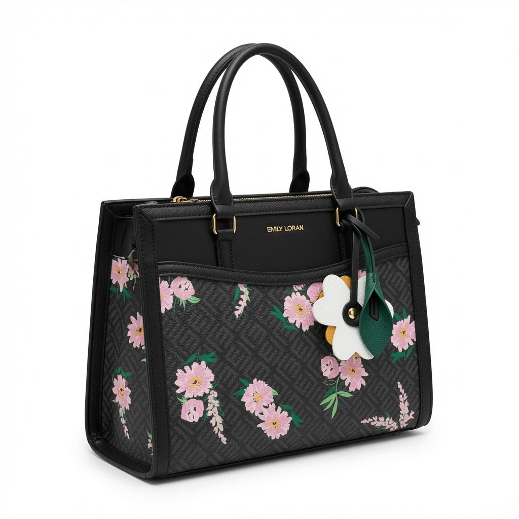 Emily Floral Shopper Tote Bag – Ivory Bloom Edition BA-567