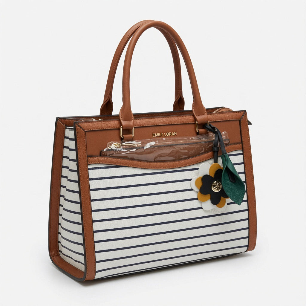 Emily Floral Shopper Tote Bag – Ivory Bloom Edition BA-567