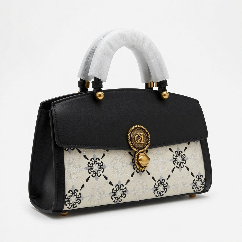Monogram Elegance Top Handle Satchel Bag BA-542