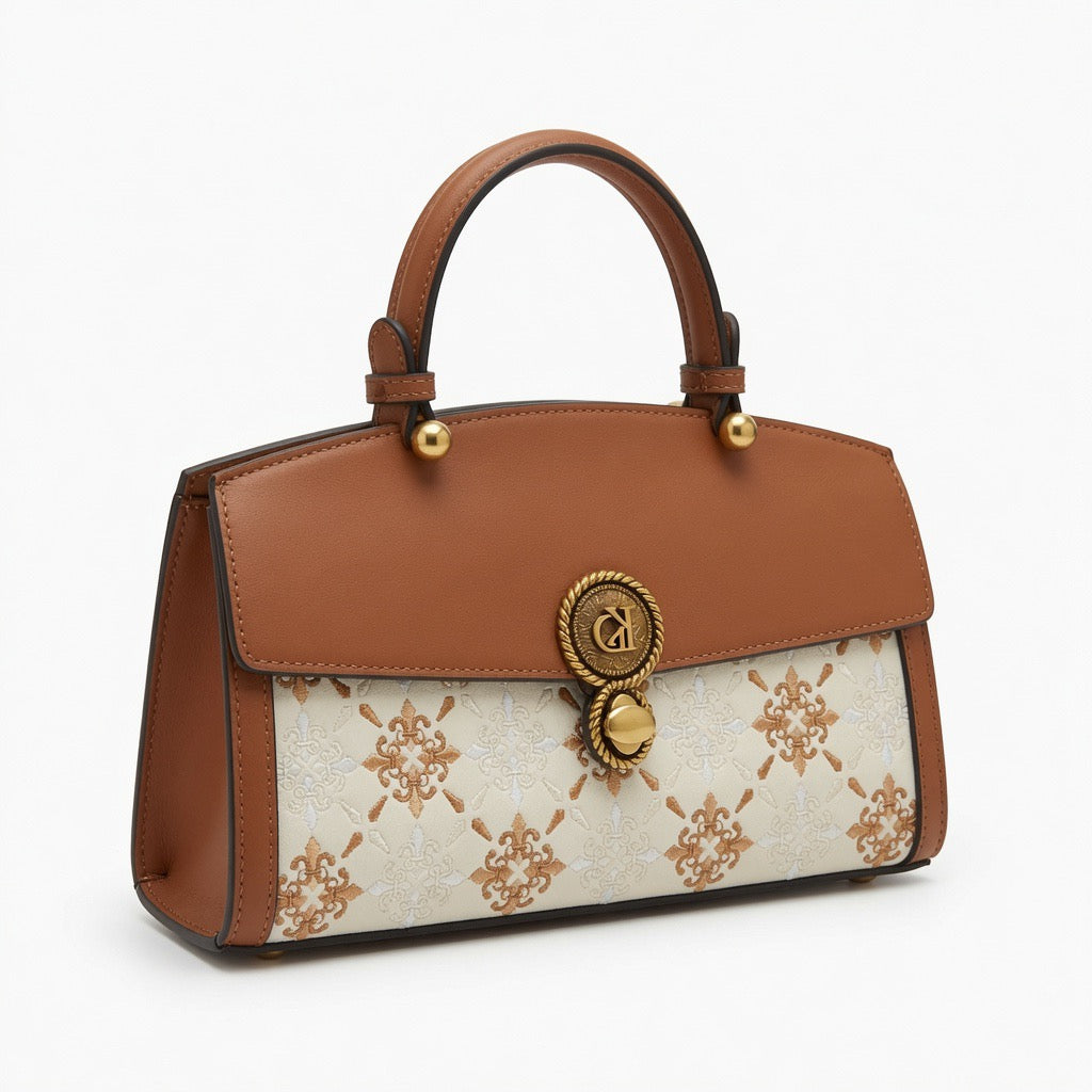 Monogram Elegance Top Handle Satchel Bag BA-542