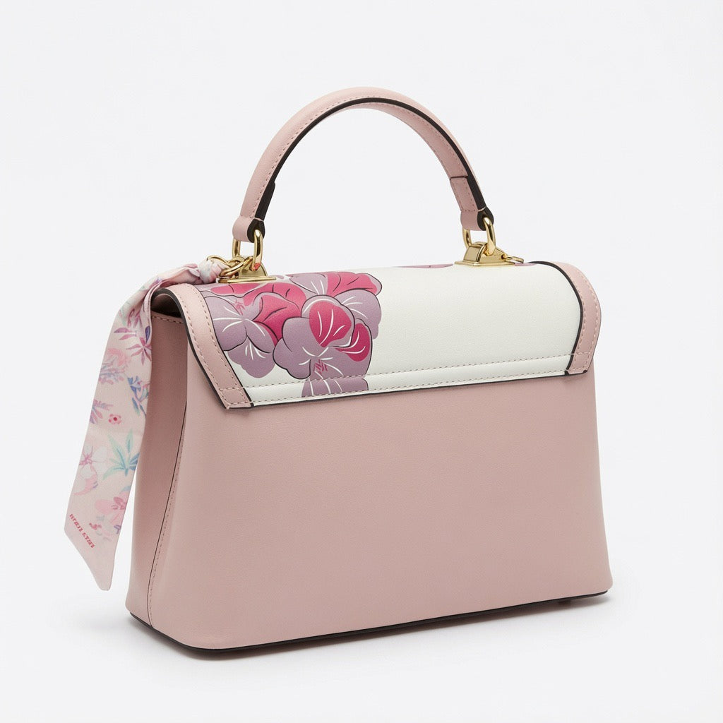 Emily Floral Top Handle Satchel Bag – Blush Pink & Ivory BA-570