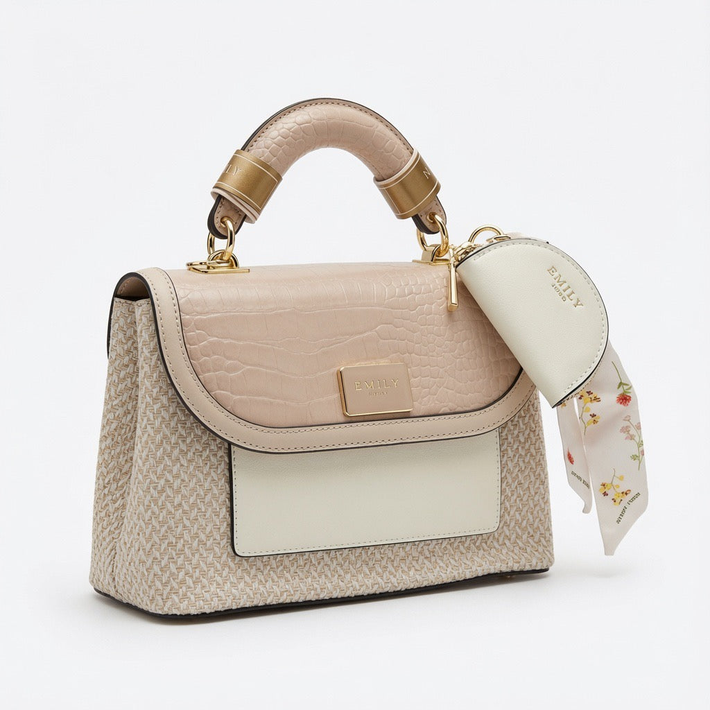 Emily Floral Top Handle Satchel Bag – Blush Pink & Ivory BA-570