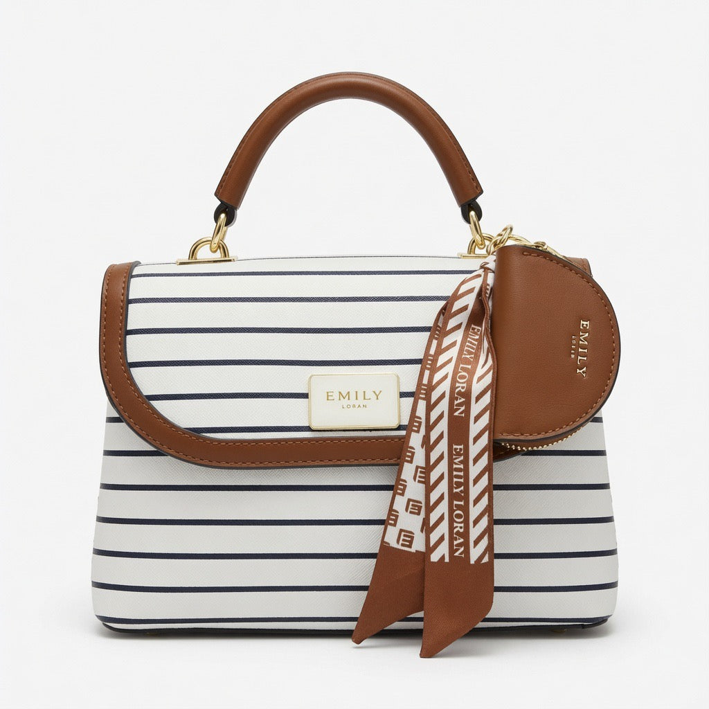 Floral Elegance Top Handle Bag – Ivory & Blush BA-570