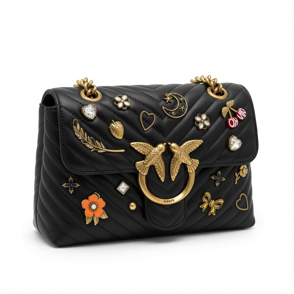 Quilted Charm Chain Shoulder Bag BA-571