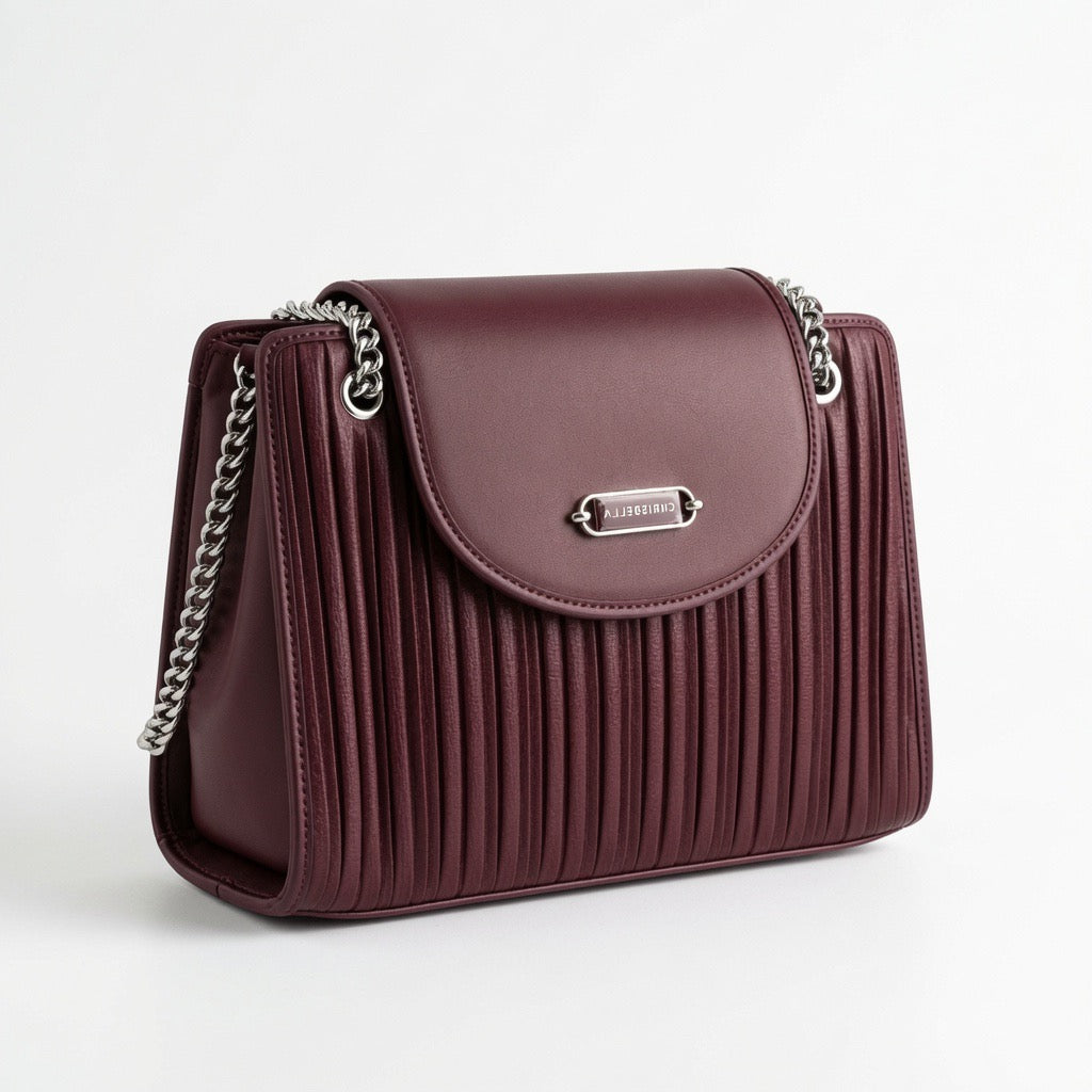 Pleated Chain Shoulder Bag ba-553