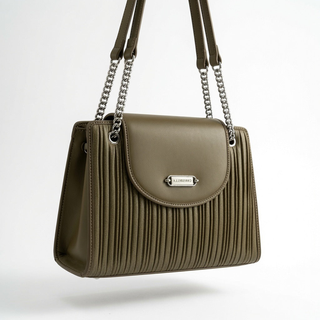 Pleated Chain Shoulder Bag ba-553
